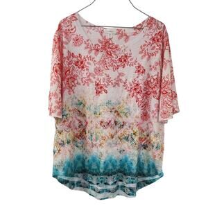 Concepts Floral Top Womens Plus Size XXXL (3X) Spring Summer